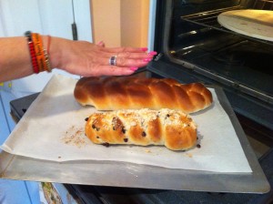 challah with peggy hand