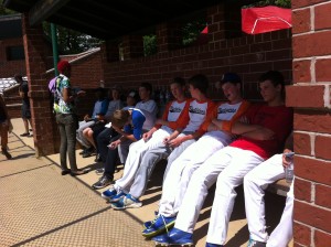 ballplayers in dugout