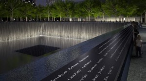 9_11Memorial Pool Names Parapet Night. Rendering Squared Design Lab