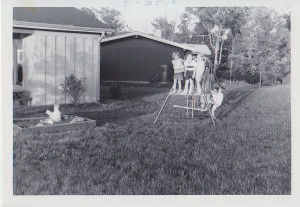 kids on swingset backyard